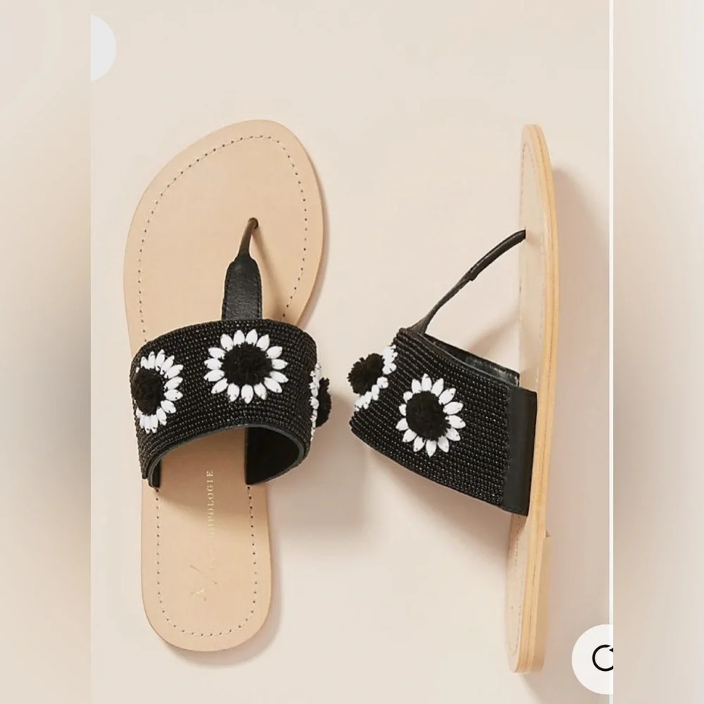 Anthropologie Beaded Floral Coralie Sandals Size 8